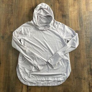 Athleta Nirvana Funnel Neck Hoodie Light Gray Long Sleeve L Soft Stretch Athleti